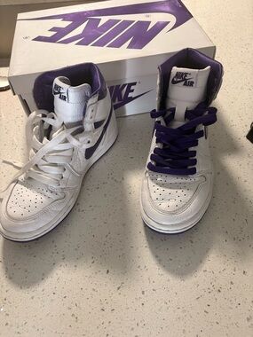 Nike High Top Sneakers in White and Purple